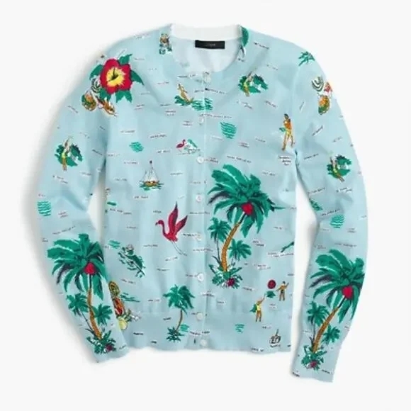J. Crew Jackie Cardigan In Vintage Florida Print, Small - Picture 2 of 7